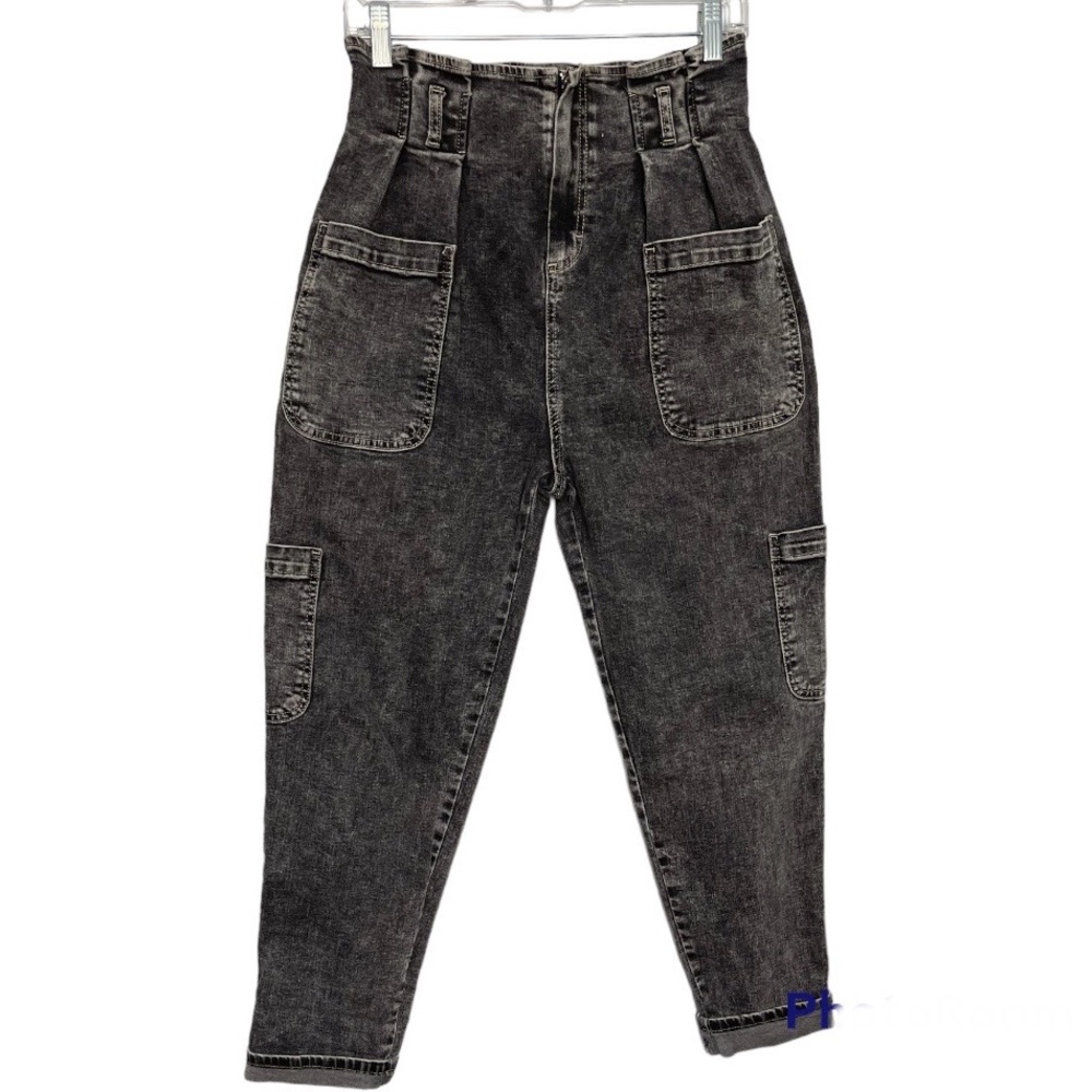 Maryley Paperbag High Waisted Cargo Jeans Size 28